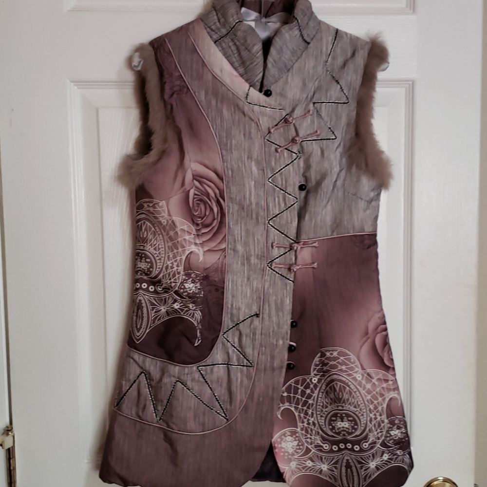 Cute and unique, quilted, patterned with fur trim